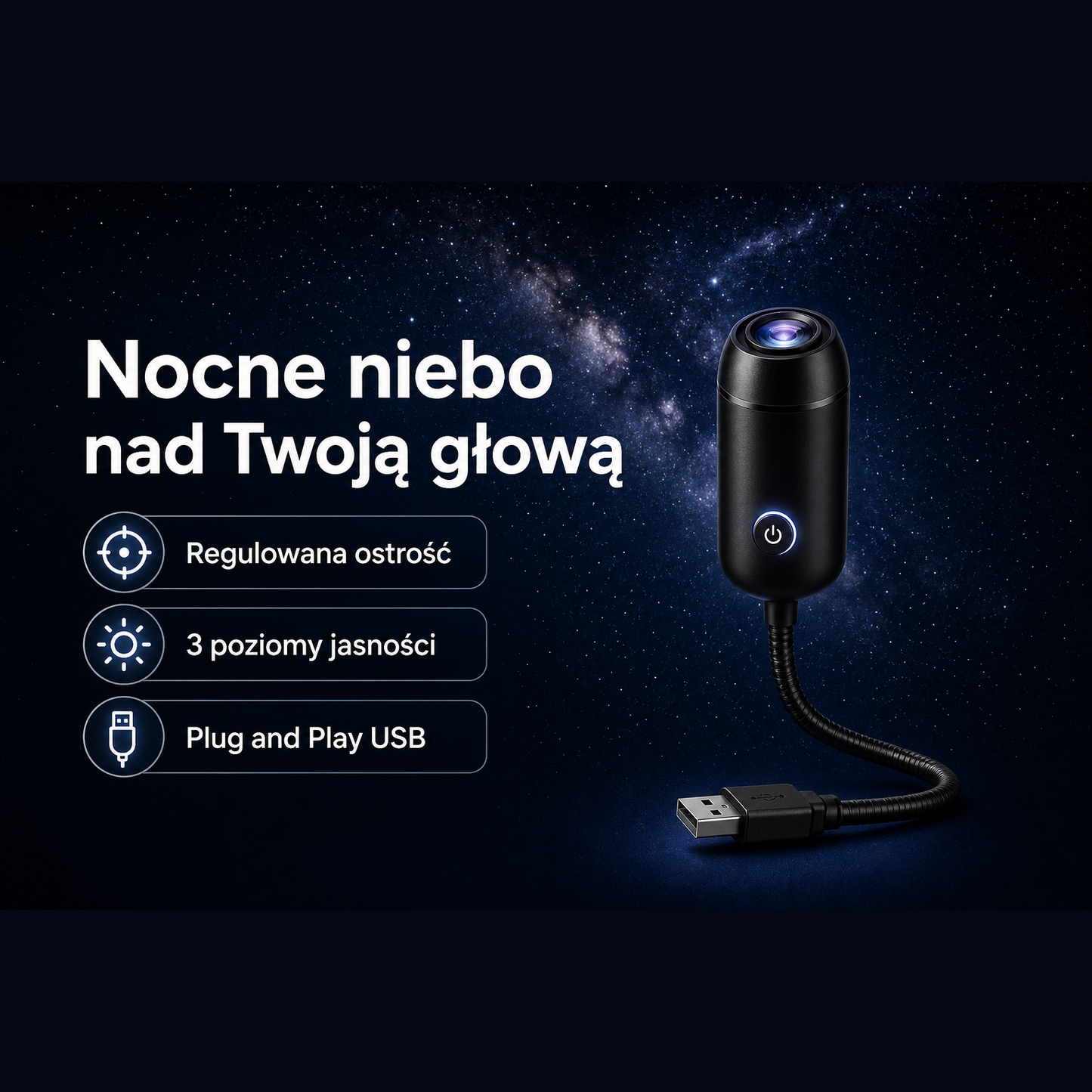 StarNight™ – Projektor Galaktyki LED | Nocne Niebo na Twoim Suficie